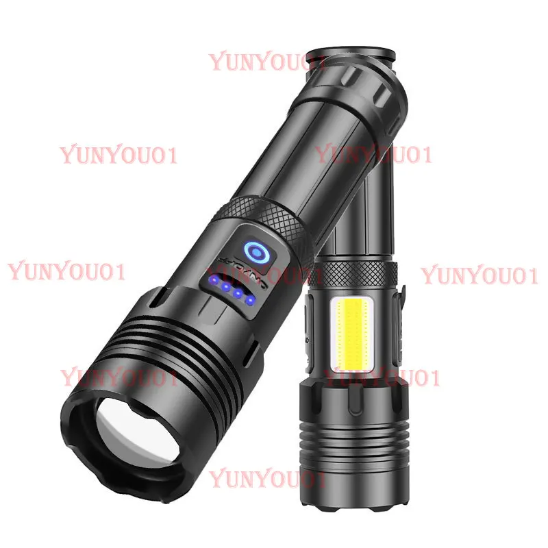 160 + COB LED red and white strong light flashlight USB charging side light strong light flashlight