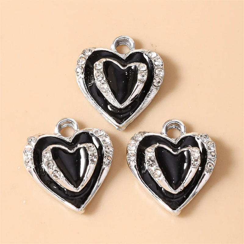 20 Stück 15x17mm Niedliche Emaille-Herzanhänger für die Herstellung von Halsketten, Ohrringen, Armbändern, DIY-Bastelbedarf, Schmuckzubehör – Detail 8
