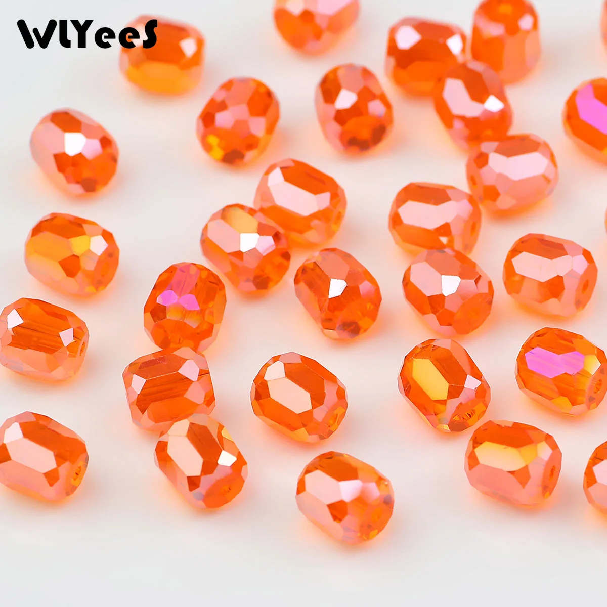 WLYeeS Orange AB Colours Faceted Austrian Crystal 8mm 72Pcs Spacer loose Beads For Jewelry Making Bracelet DIY Accessories