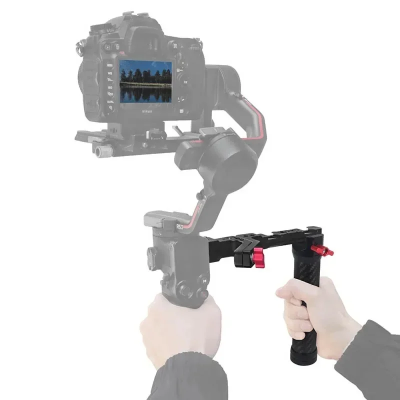 

Adjustable Carbon Fiber Gimbal Handgrip for DJI Ronin RS2 RS3 RS4 Pro Quick Switch Side Sling Handle Bracket Cold Shoe Extension