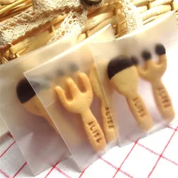 100 Pcs/lot Thick Frosted Cookie Self-Adhesive Bag Button Biscuit Cookies Packaging Translucent Without Pattern