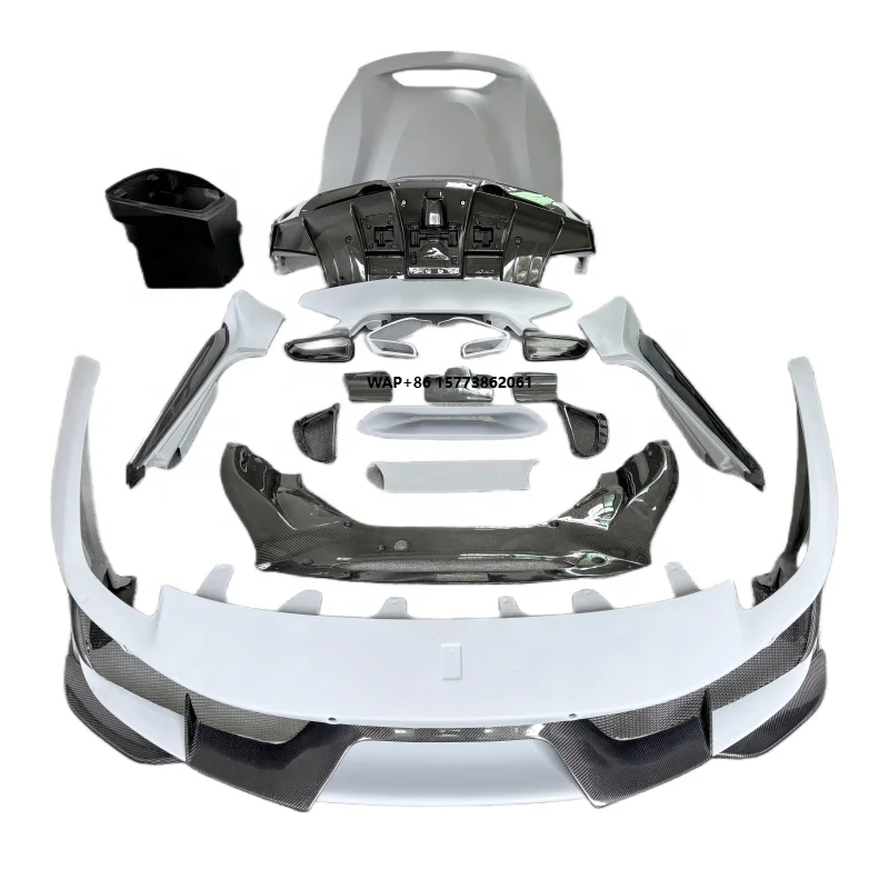 Pista Body Kit for 488 Upgrade Pista Style Semi-Carbon Fiber Front Bumper Rear Bumper Side Skirt Spoiler Hood Side Vent