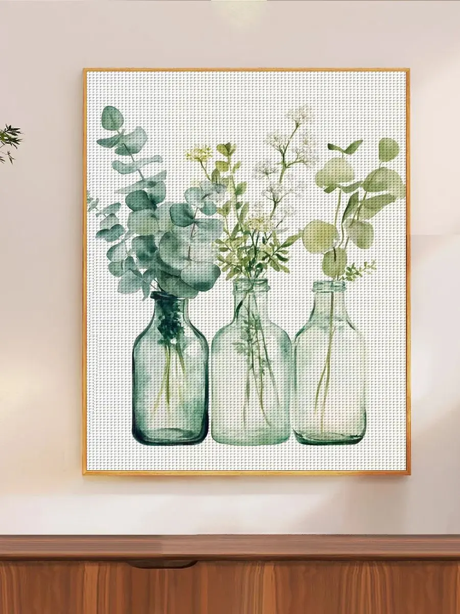 1 Stück 40x50 cm/15,74*19,7 Zoll Flaschen-Bedrucktes Kreuzstich-Set DIY-Kit 11CT/14CT DIY-Stickset DIY-Kreuzstich-Set – Detail 1