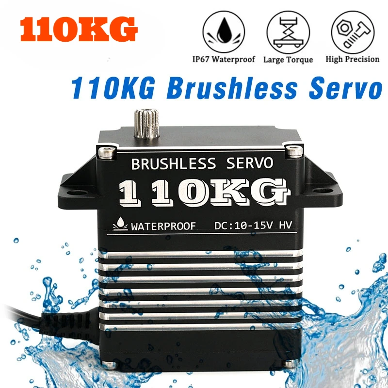 Wasserdichter 110 kg digitaler bürstenloser Servo-Servomotor mit hohem Drehmoment HV 10–15 V Metallgetriebe mit 15 Zähnen Servohorn für 1/5 RC Car Robot DIY
