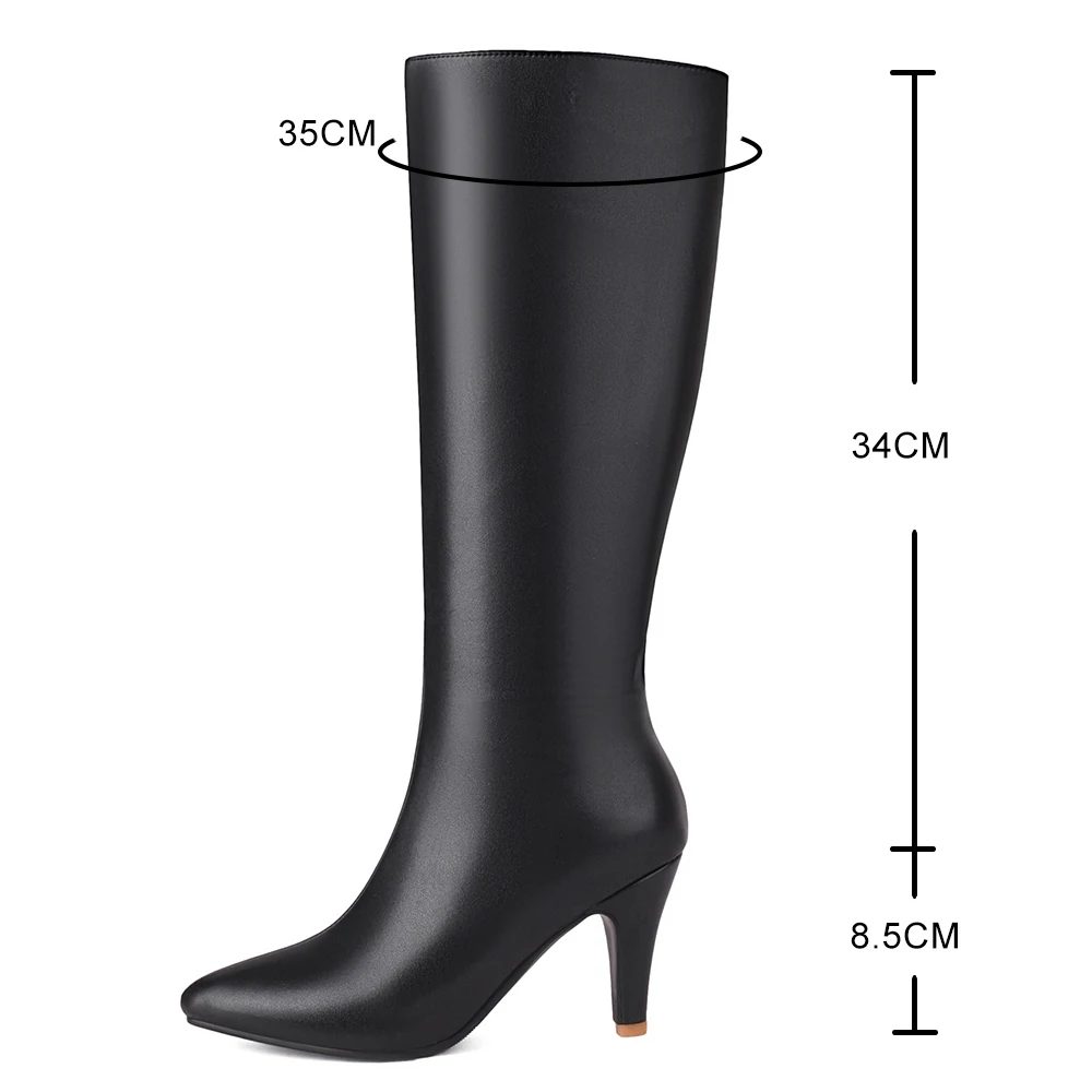 Free Ship Winter Women Knee High Modern Boots Big Size Sexy Tapered heel Boot Stiletto Party Shoes Botas De Invierno Para Mujer