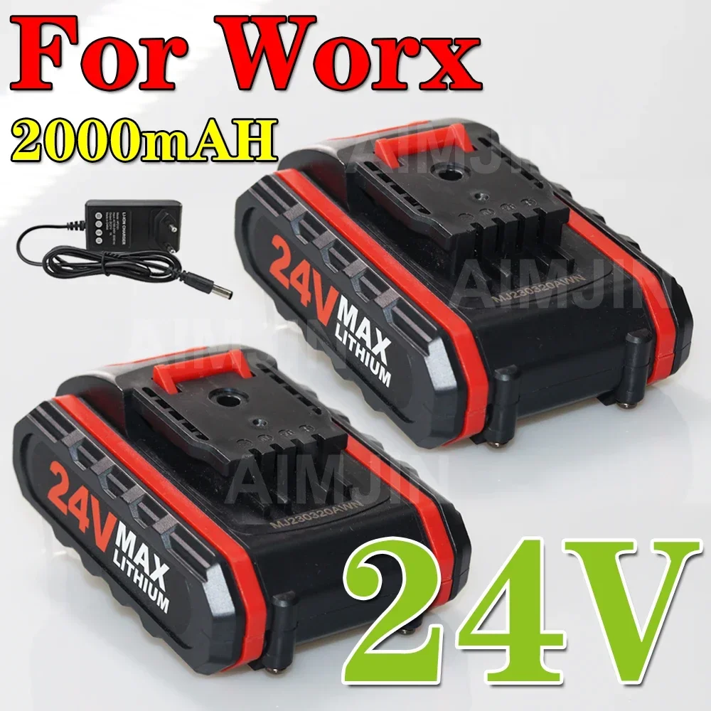 

For WORX 24V 2000mAh Lithium-ion Battery Rechargeable Cordless Impact Drill Battery Replace Electric Tool Battery+charger