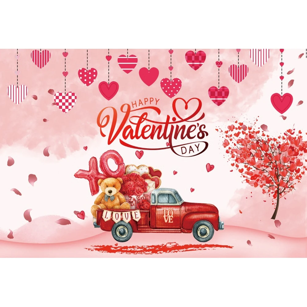 Sweetheart Valentine's Day Backdrop Photohraphy Love Tree Teddy Bear Couple Photo Photographic Background Studio Shoots Props