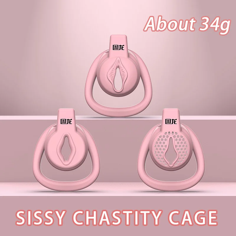 Male Flat Mini Chastity Cage Sex Toys Sissy Beginner Mini Penis Cage Belt with 3 Size Cock Rings Man TS Lock Men'S Adult Goods view 5