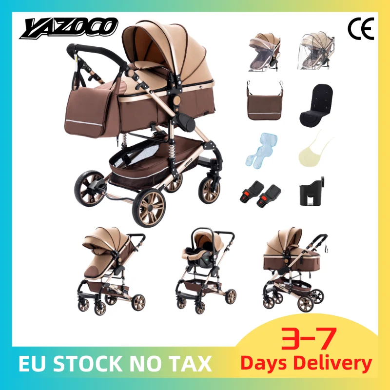 3-em-1 sistema de viagem do bebê carrinho de bebê 3-em-1 carrinho de buggy com carrinho reclinável padrão dobrável alta paisagem carrinho 2026