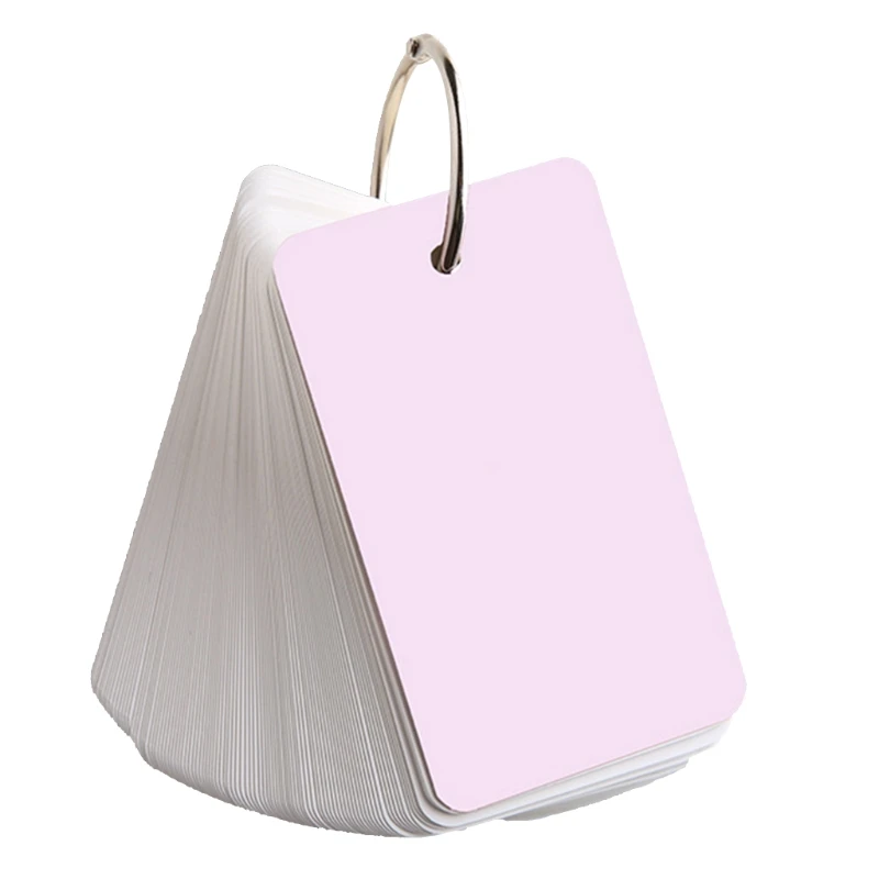 Set of 100 Sheets Multi-purpose Pocket Blank Cardboard Index Card Card Note Paper Set with Binder Ring Refillable