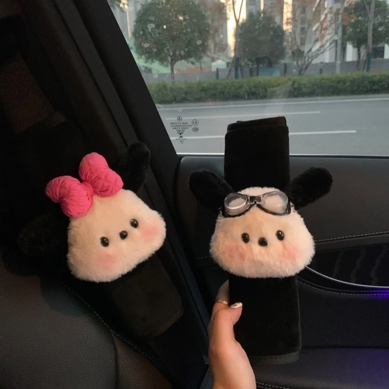 Kawaii Pochacco Seat Belt Accessories Cartoon Car Seat Belt Shoulder Guard Car Accessories Interior Cute Seat Belt Cover