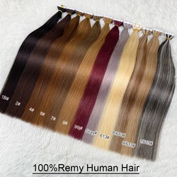 Extensiones de cabello liso para salón, cinta adhesiva de cabello humano Natural, sin costuras, Invisible, 99j, 613 marrón, Rubio, trama de piel de PU
