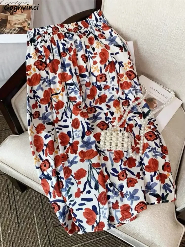 

Floral Skirts Women Prairie Chic Vintage Casual Spring Female Elegant Korean Style Loose Streetwear Empire Daily All-match Y2k