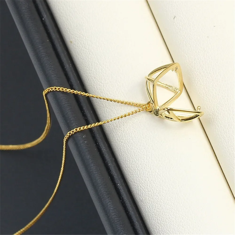 

S925 Sterling Silver Pearl Pendant Setting, DIY Empty Bezel Cup Jewelry Supplies for Craft Making, Hollow Prong Pendant Findings
