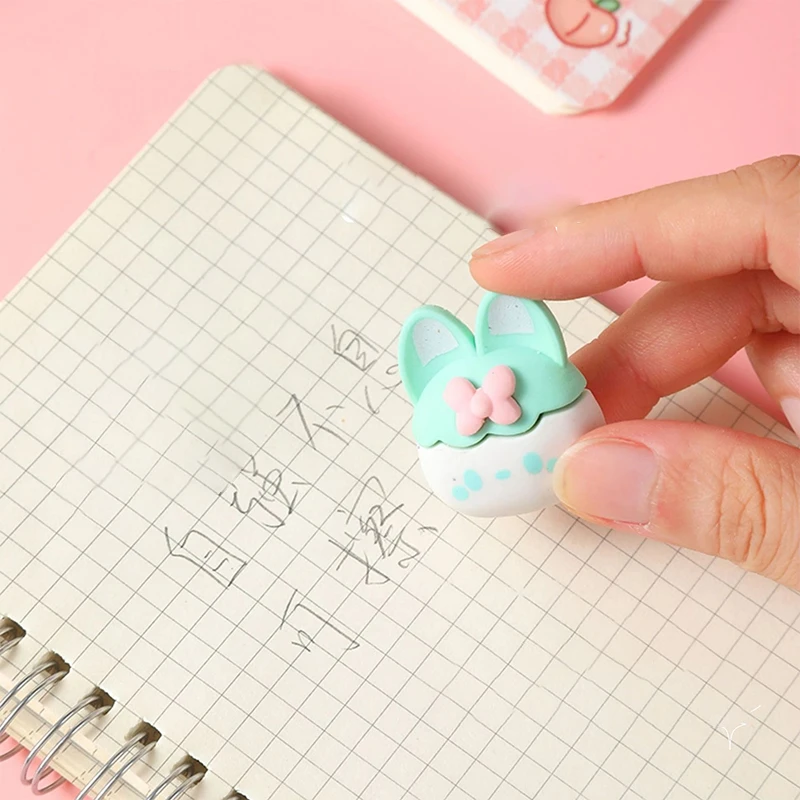 4Pcs Cartoon Rabbit Eraser Girl Heart Ice-cream Cone Shape Eraser Children's Stationery Prizes Creative Office Supplies