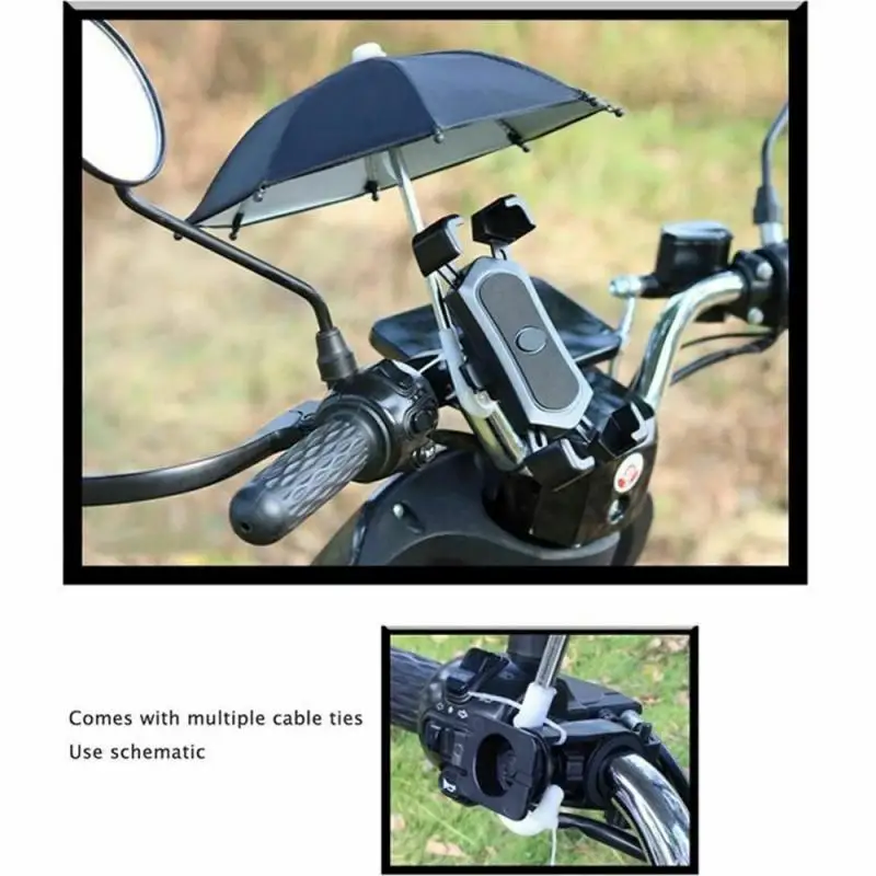 Suporte do telefone móvel da motocicleta, Pára-sol, Mini guarda-chuva de bicicleta, Portátil, À prova d'água