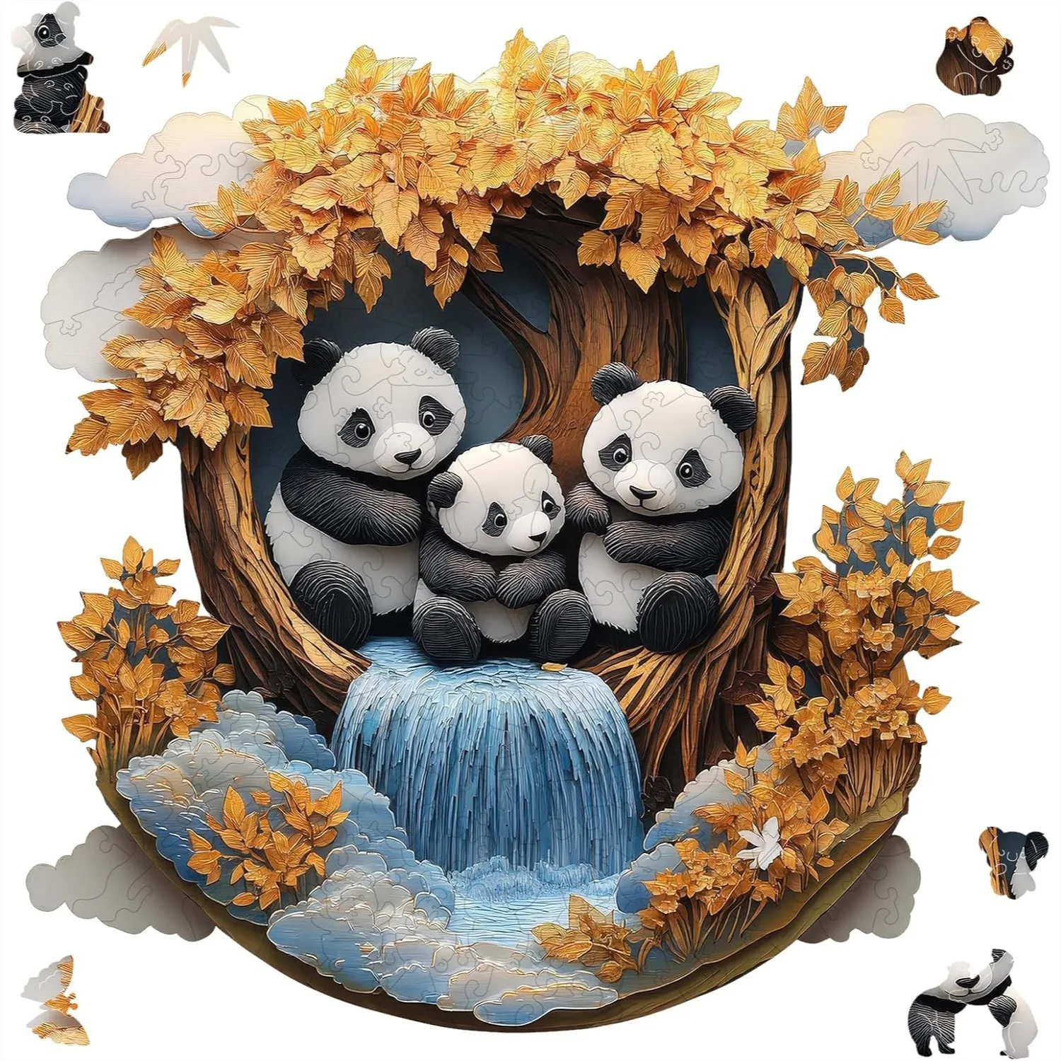 

Wooden Puzzles for Adults 200 Pieces, Panda Family Shaped Jigsaw Puzzle, Relaxing Gift for Home Wall Decor
