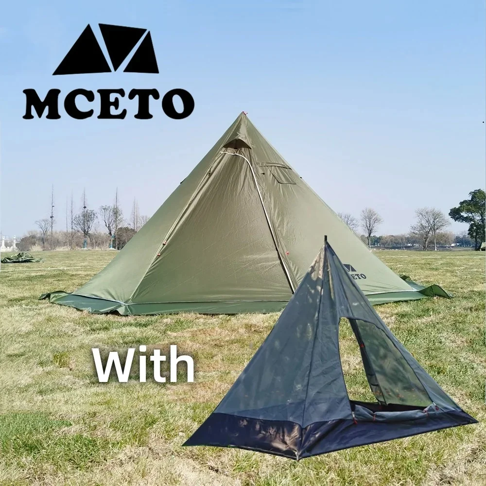 New Large Pyramid Tent Set Camping Tents 3-4 People Outdoor Tent Tipi Teepee Rainproof Awnings Shelter 4 Season Backpacking Tent