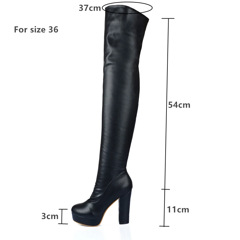 Black Women\'s Thigh High Boots Platform Sexy Soft Stretch Over-the-Knee Boot High Heels Designer Long Shoes Lady Large Size 48