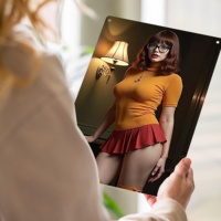 Elegant Orange Red Metal Wall Art, 7.87x11.8 Inch 2D Weatherproof Iron Painting for Indoor Outdoor Garden Patio Summer