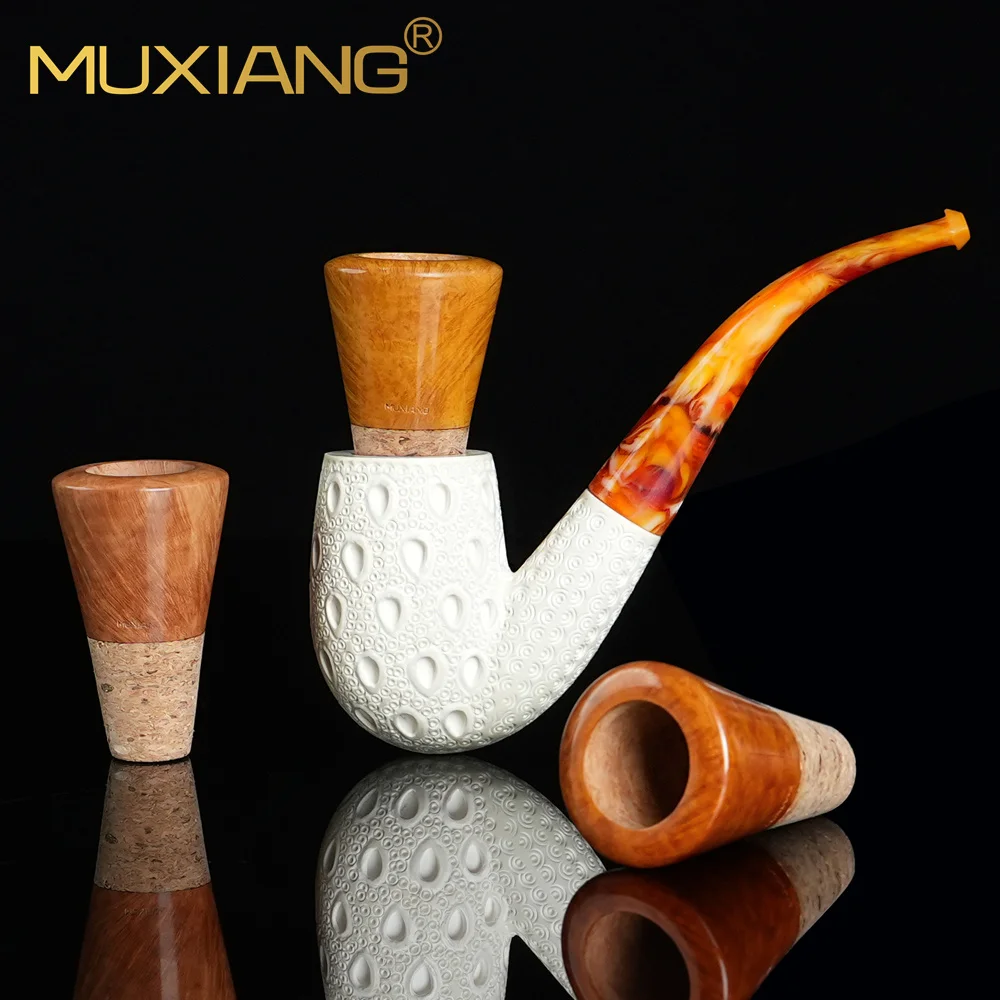 MUXIANG Natural Wood Coloring Bowl for Meerschaum Pipe Calabash Style Cool Dry Smoking Reservoir Bowl