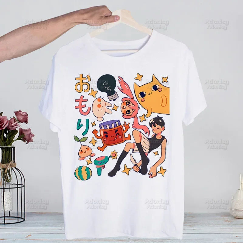 Omori Game Anime Neutral Cat T-shirts Summer Men/Women Hip Hop Funny Print Tshirt Streetwear t shirts Short Sleeve Tops