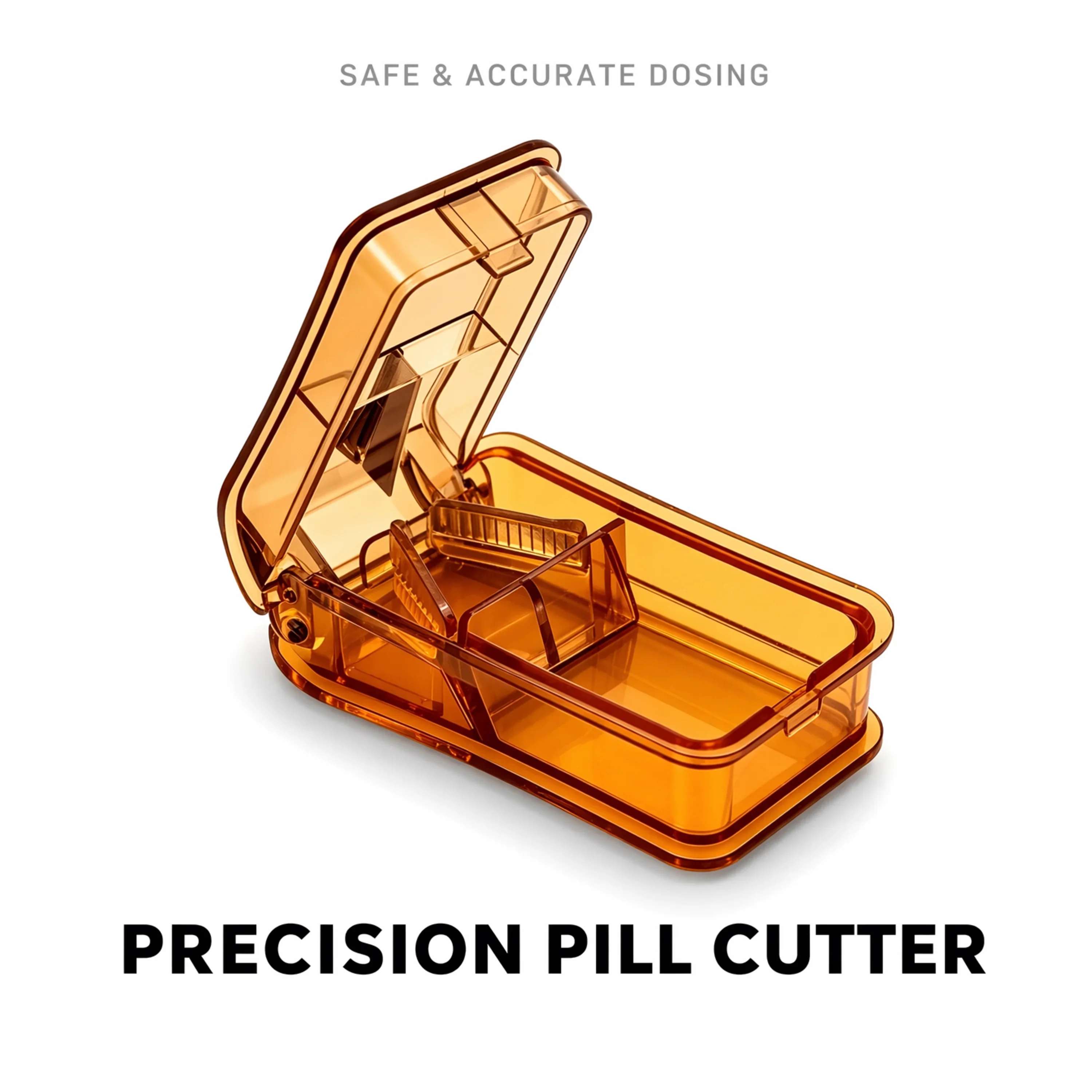 Portable 2 In 1 Pill Splitter Storage Box Enclosed Stainless Steel Blade Medicine Cutter for Elderly Kids Pets Travel