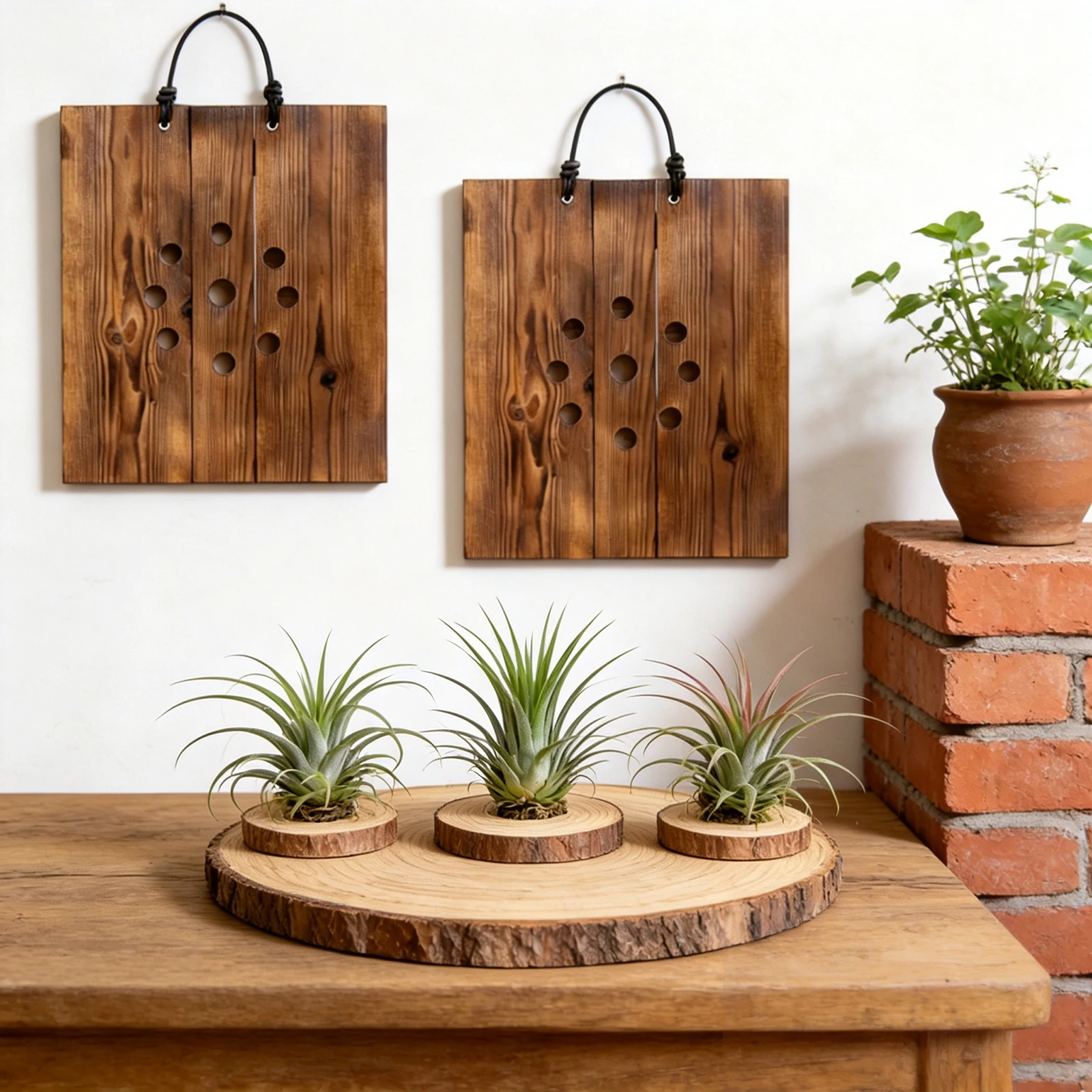 Tabla de Montaje Vertical para Plantas, Kit de Montaje de Madera Sólida para Macetas de Pared, para Platycerium, Orquídeas y Suculentas