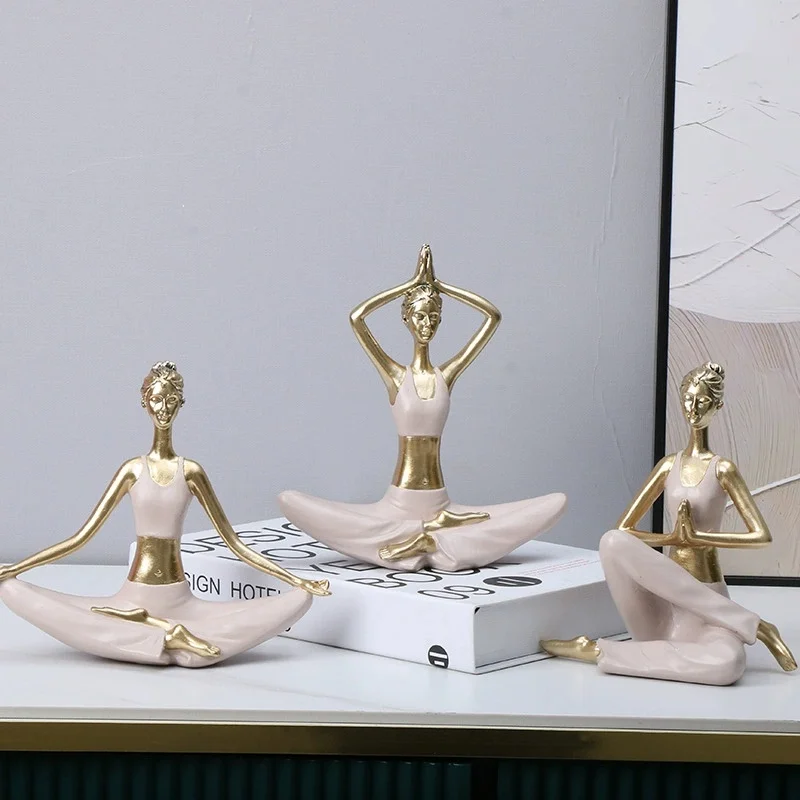 

Creative Painted Yoga Girl Figures Statue Crafts Desk Decoration Yoga Sports Character Sculpture Ornaments Room Aesthetics Decor