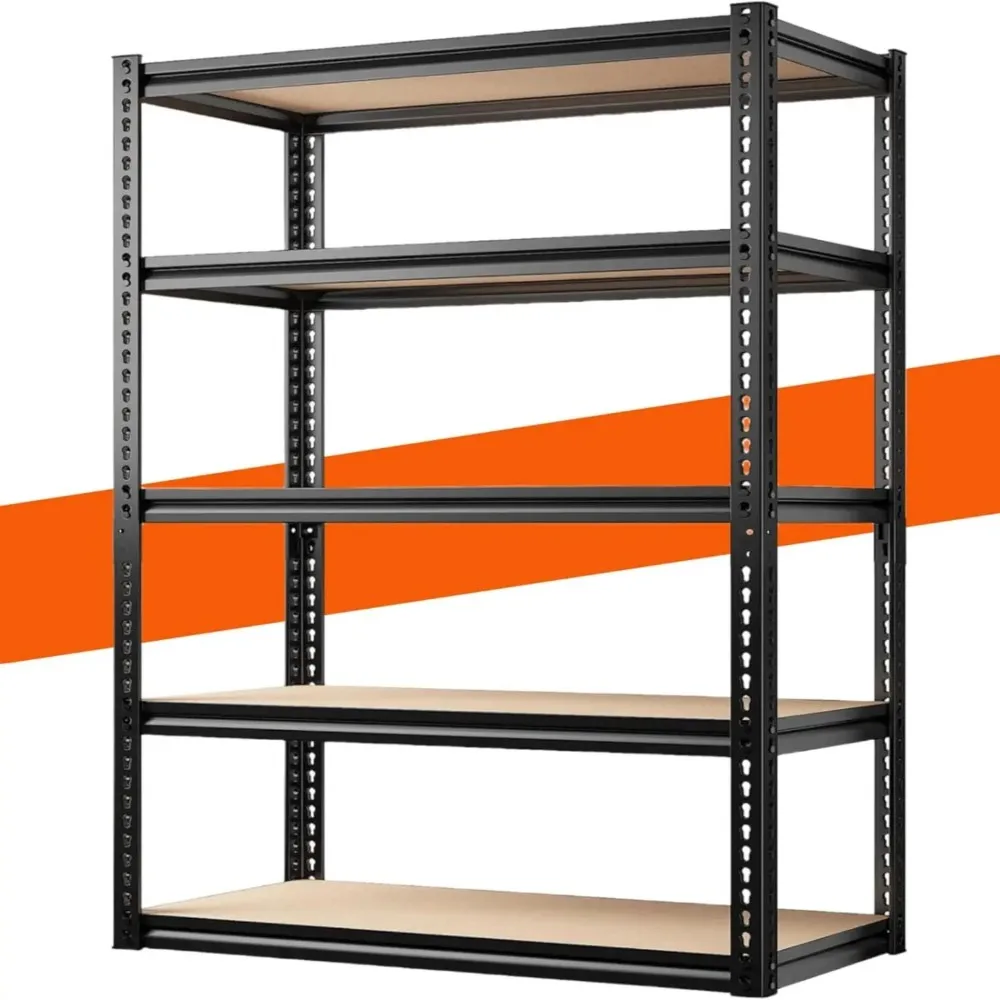 

72" Garage Shelving Heavy Duty Storage Shelves 2000LBS Garage Shelves 5 Tier Metal Storage Unit Adjustable Craft Warehouse