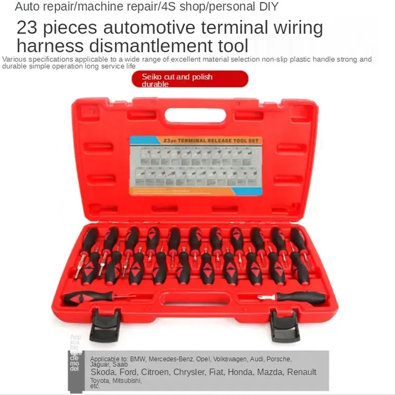 

23pcs Car Terminal Wiring Harness Disconnect Tool Remover Line Disassembly Plug Unlock Needle Ejector