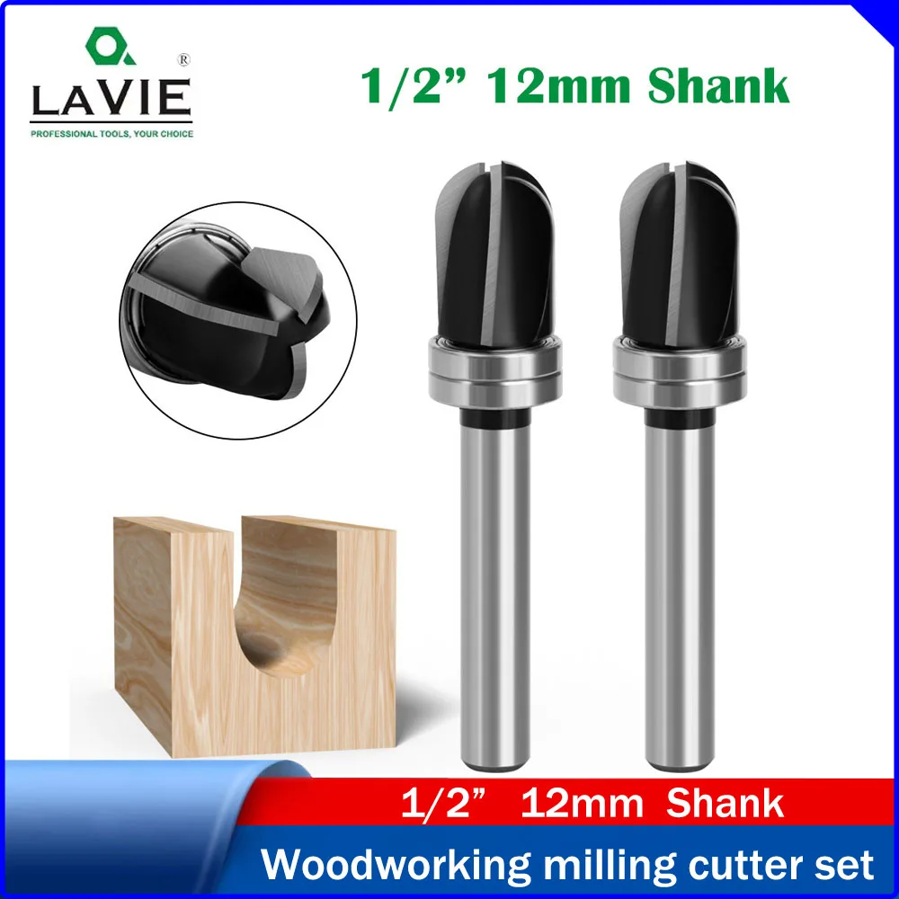 

LAVIE 1PC 3-Flute Profile Deep Round Bottom Router Bit with Bearing,Grooving Cutter,Arc Bottom Cleaning Bit,Round Bottom Line Bi