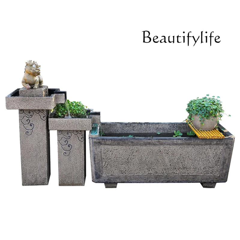 

Chinese-style flowing water ornament courtyard garden balcony outdoor layout landscaping fish pond water feature small fish tank