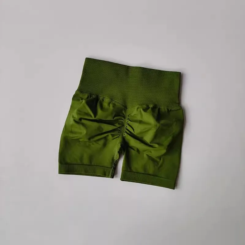 Damen-Sportshorts mit hoher Taille, pfirsichfarben, Hüftheben, Taillenstraffung, Abnehmen, Laufen, Training, Fitness-Kleidung – Detail 12