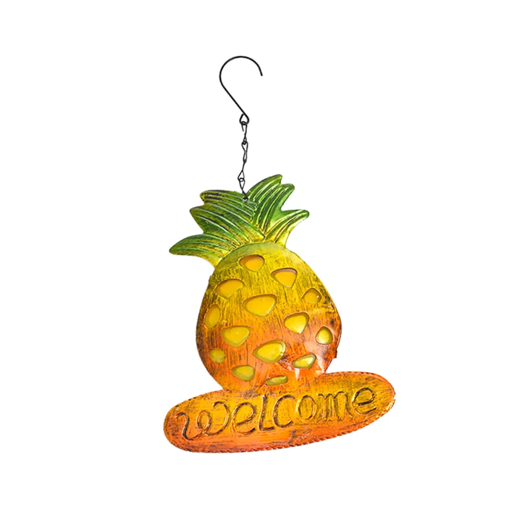 

1Pcs Metal Pineapple Decor Bell Iron Cartoon Shape Wall Hanging Adorable Welcome Board 31x17.5cm Garden Outdoor
