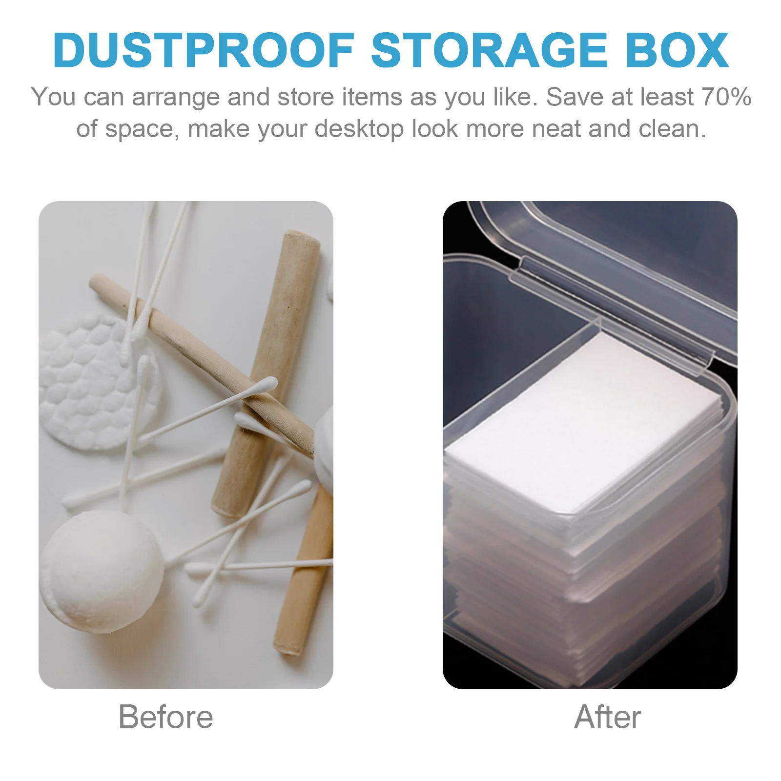 

2pcs Storage Box Nail Organizer With Lid Dustproof Makeup Cotton Pad Holder Sturdy Lightweight Cosmetics Cotton Pad Case For
