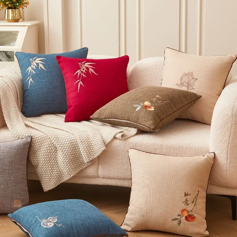 Home Embroidery Pillows, Cushions, Chinese Style Living Room Sofas, Pillows, Pillowcases, Removable And Washable