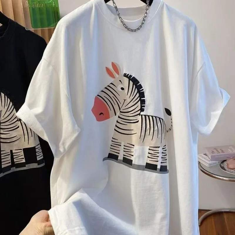 

Cute Anime Zebra Printed Y2k T-shirt Women Oversized T Shirt Short-sleeve Casual Graphic T Shirts Summer 2025 Korean Fashion Top