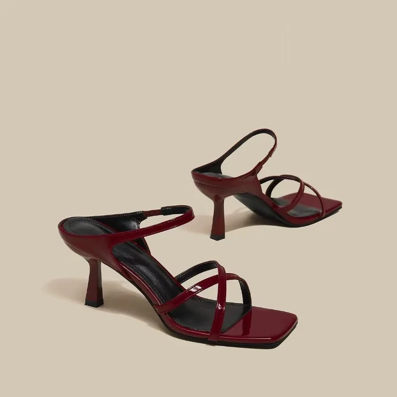 Slides Luxury Designer Summer New Brand Women High Heel Slippers Versatile Simple Slim Heel Sandals Woman Flip Flop Pantuflas