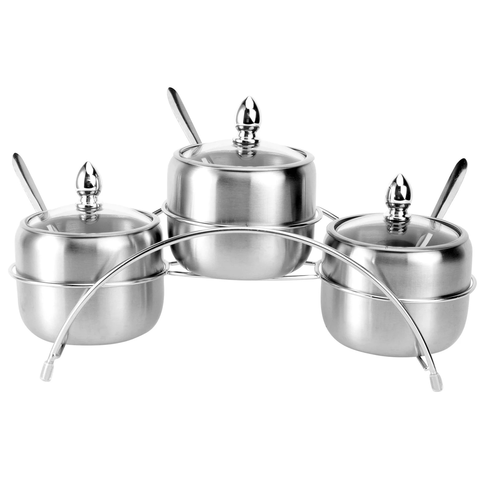 

1Set European Style Stainless Steel Arch Spice Jar Set Kitchen Seasoning Rack Condiment Shelf Storage Organizer