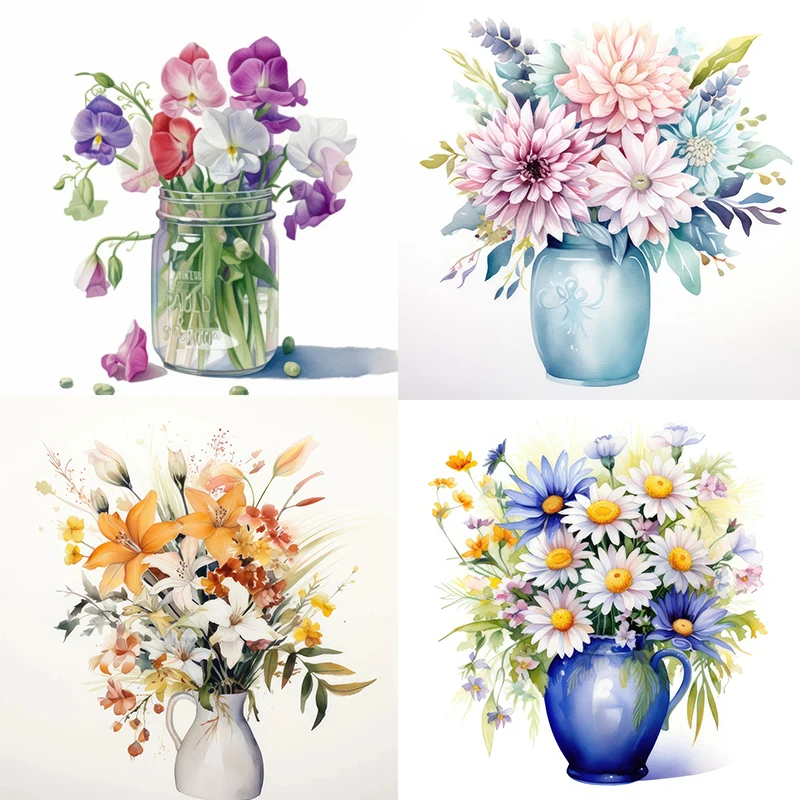 

C79# Watercolor flower wall stickers bathroom toilet decoration decals living room cabinets home decoration self-adhesive murals