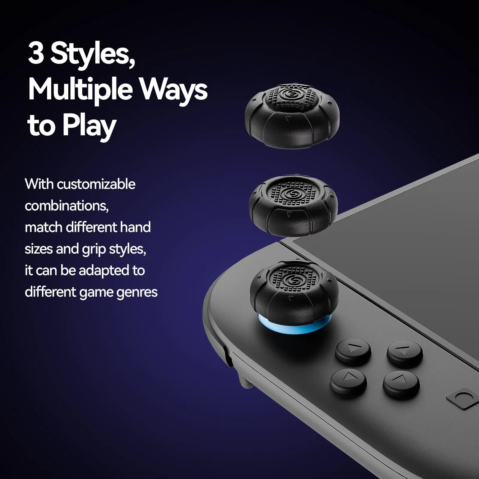 GeekShare G.S.Tac Edge Juego de tapas de agarre de pulgar de silicona, tapas de cubierta de joystick antideslizantes compatibles con Switch 2, 3 pares