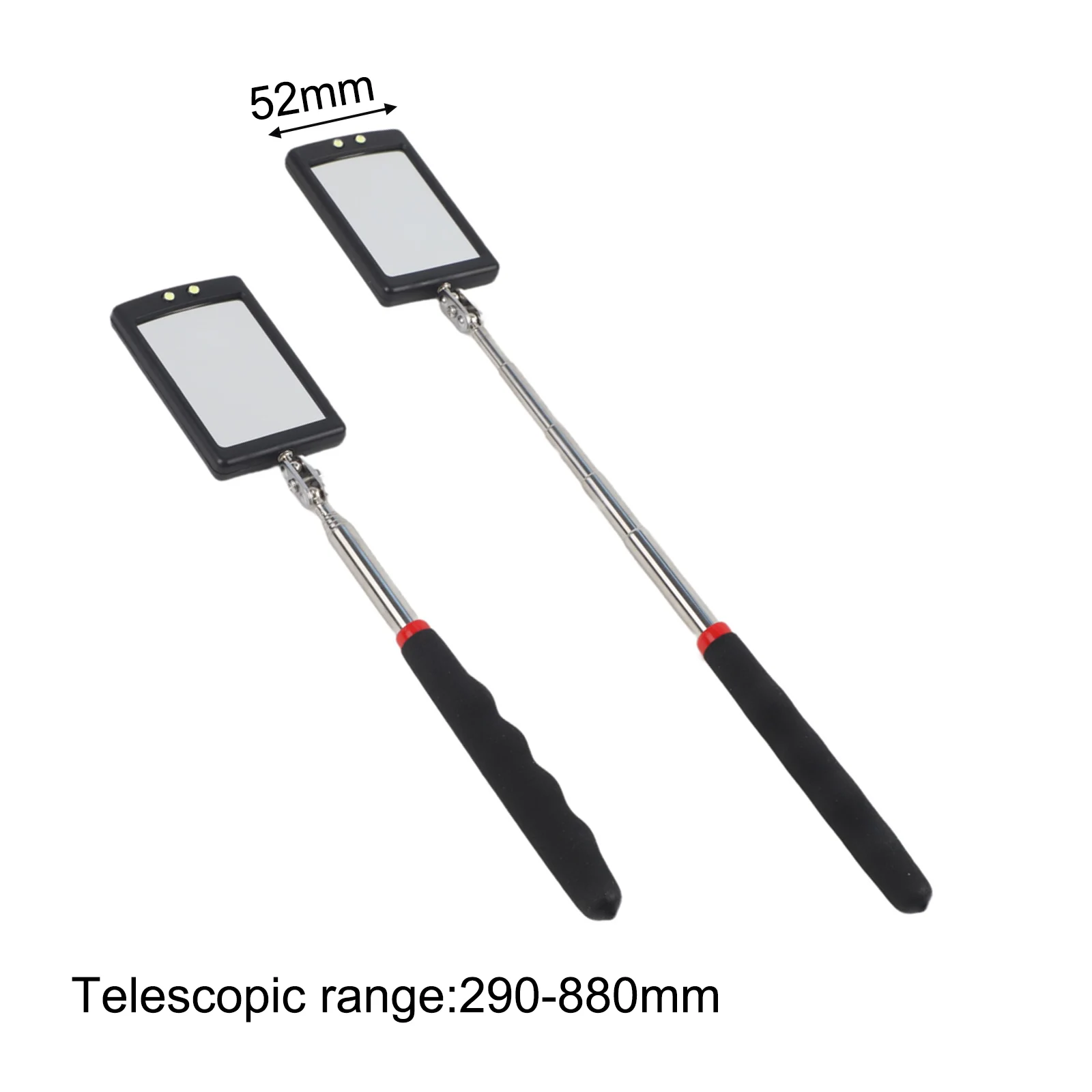 LED Lighted Telescoping Mirror 4 Pack Stainless Steel Frame Plastic Components Adjustable Length for Close Up Visual Tasks