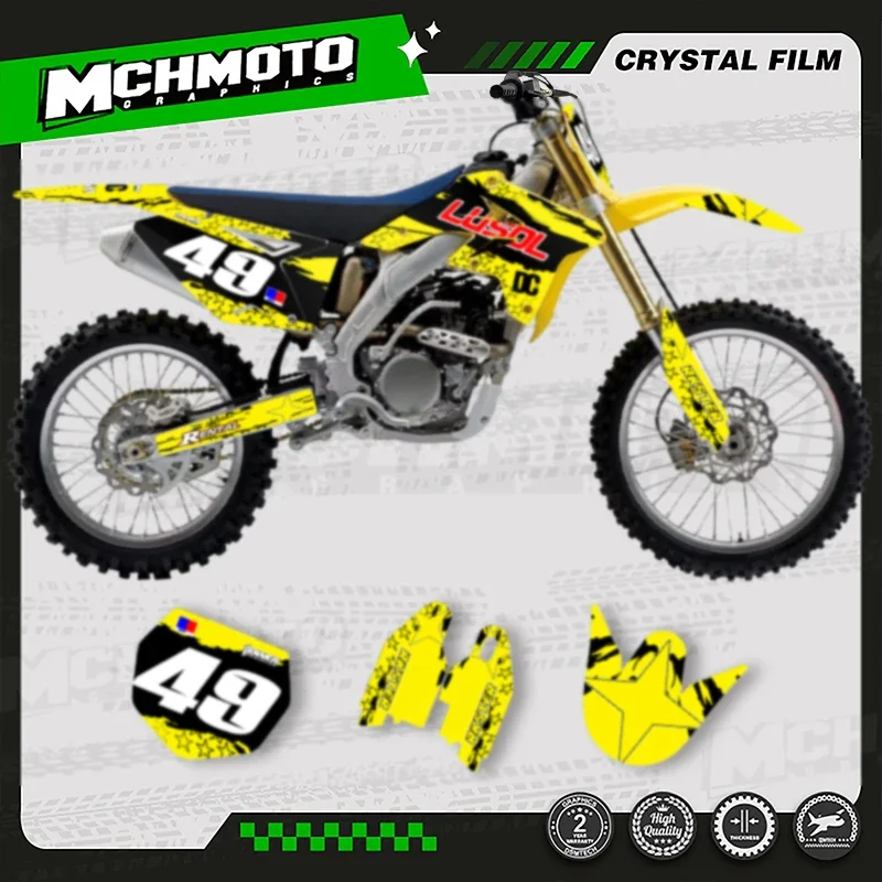 

MCHMFG MOTO Custom Team Motorcycle Graphics Background Decal Stickers Kit For SUZUKI 2007 2008 2009 RMZ 250 004