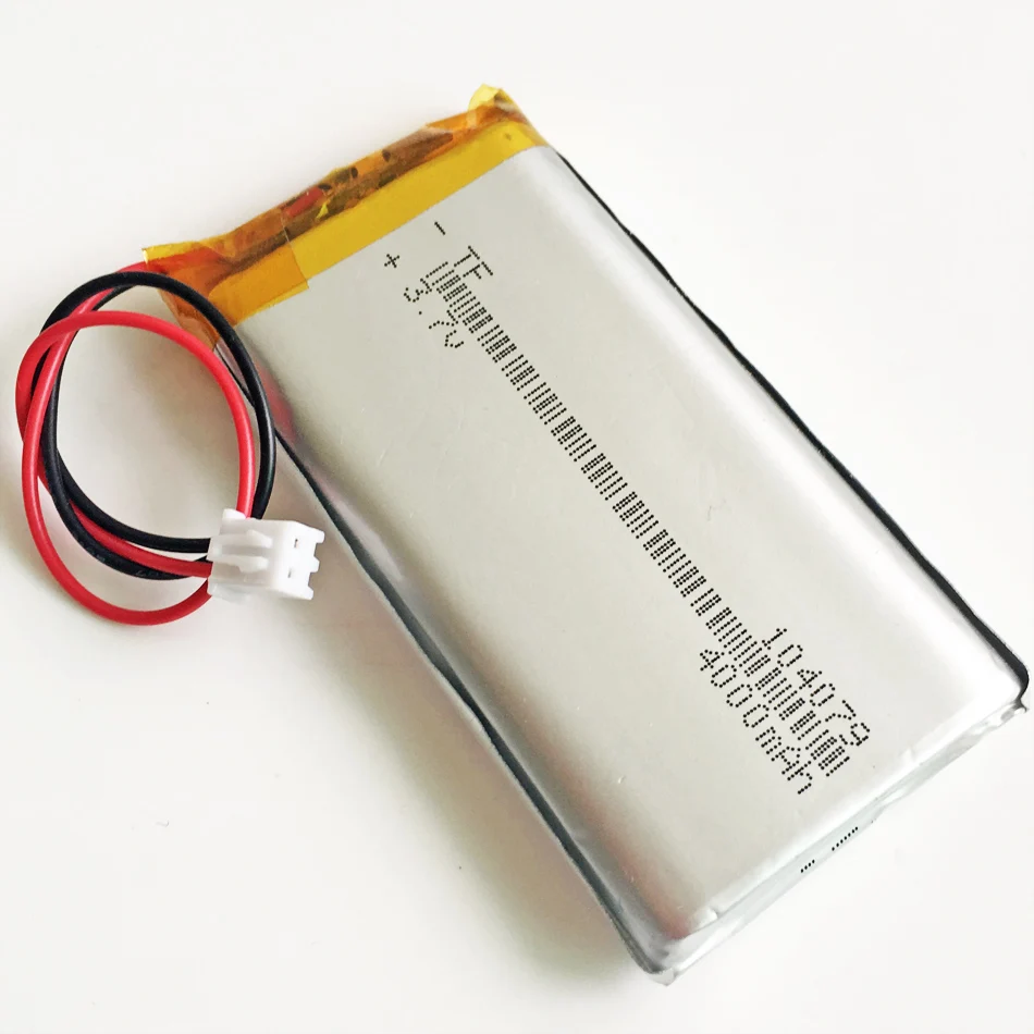 104079 3.7V 4000mAh Polymer Lithium LiPo Rechargeable Battery + JST 2.54mm 2pin For GPS PSP PAD DVD E-Books Power bank Tablet PC