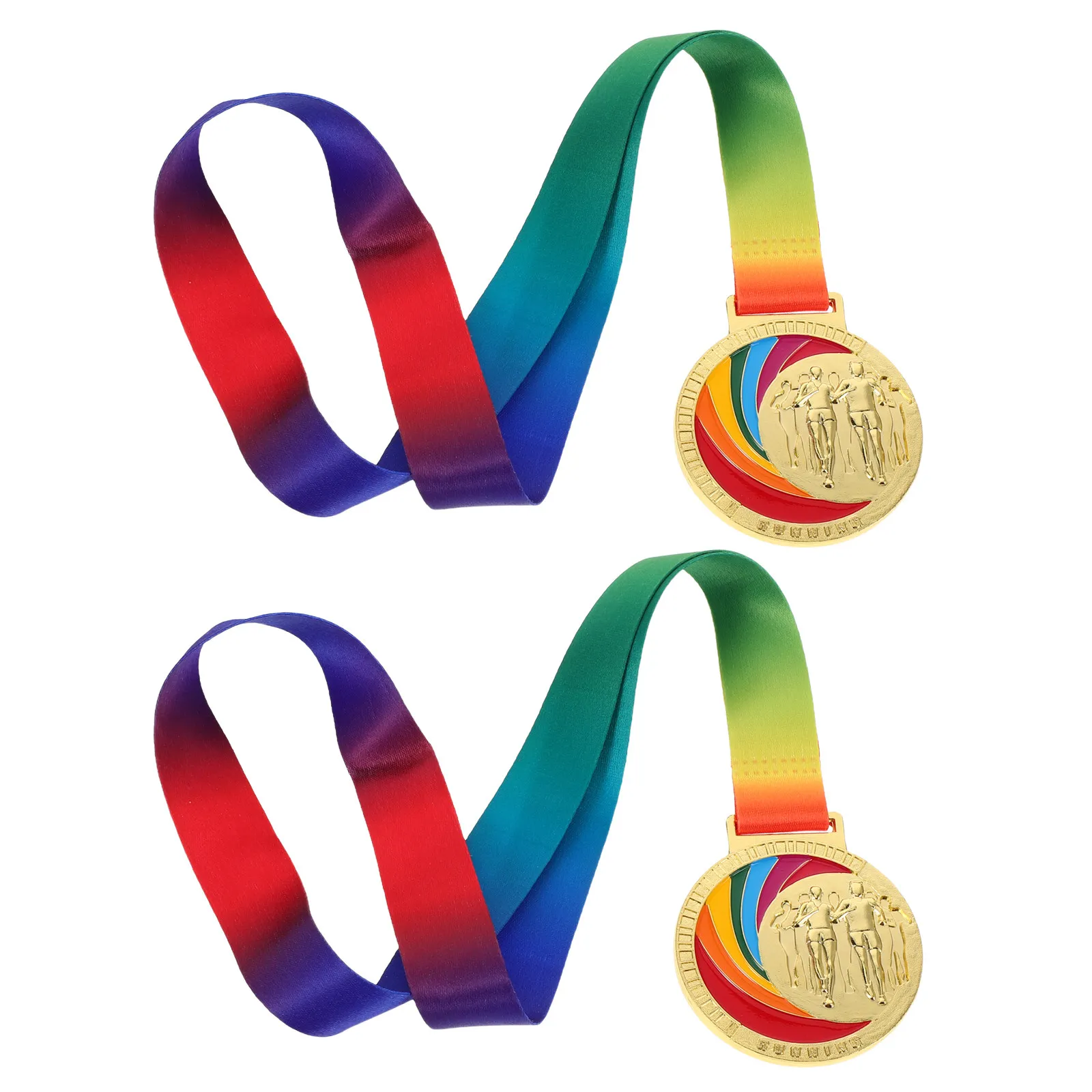 2-pecas-medalhas-de-premiacao-esportivas-infantis-em-liga-de-zinco-dourada-com-cordao-e-fitas-para-eventos-de-atletismo-e-competicoes-esportivas