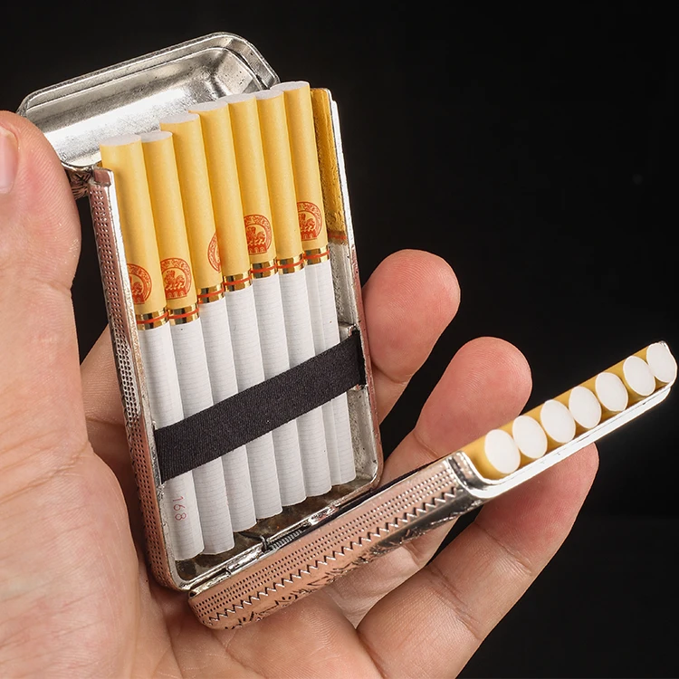 Luxury Carved Cigarette Case Box Container Vintage Pocket Cigarettes Tobacco Case Box Holder Cigarette Storage Case Box Gifts