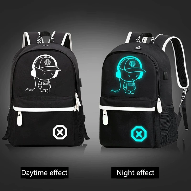 Luminous Backpack Back Super Cool Large Capacity Travel Laptop Storage Backpack Teens USB Laptop School Bags