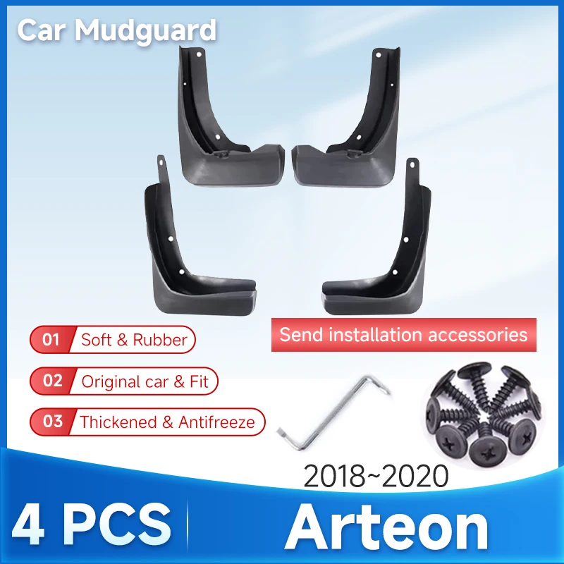 For VW Volkswagen Arteon CC 2018 2019 2020 4 PCS Flap Fenders Complete Set Splash-proof Tire Protection Function Car Accessories