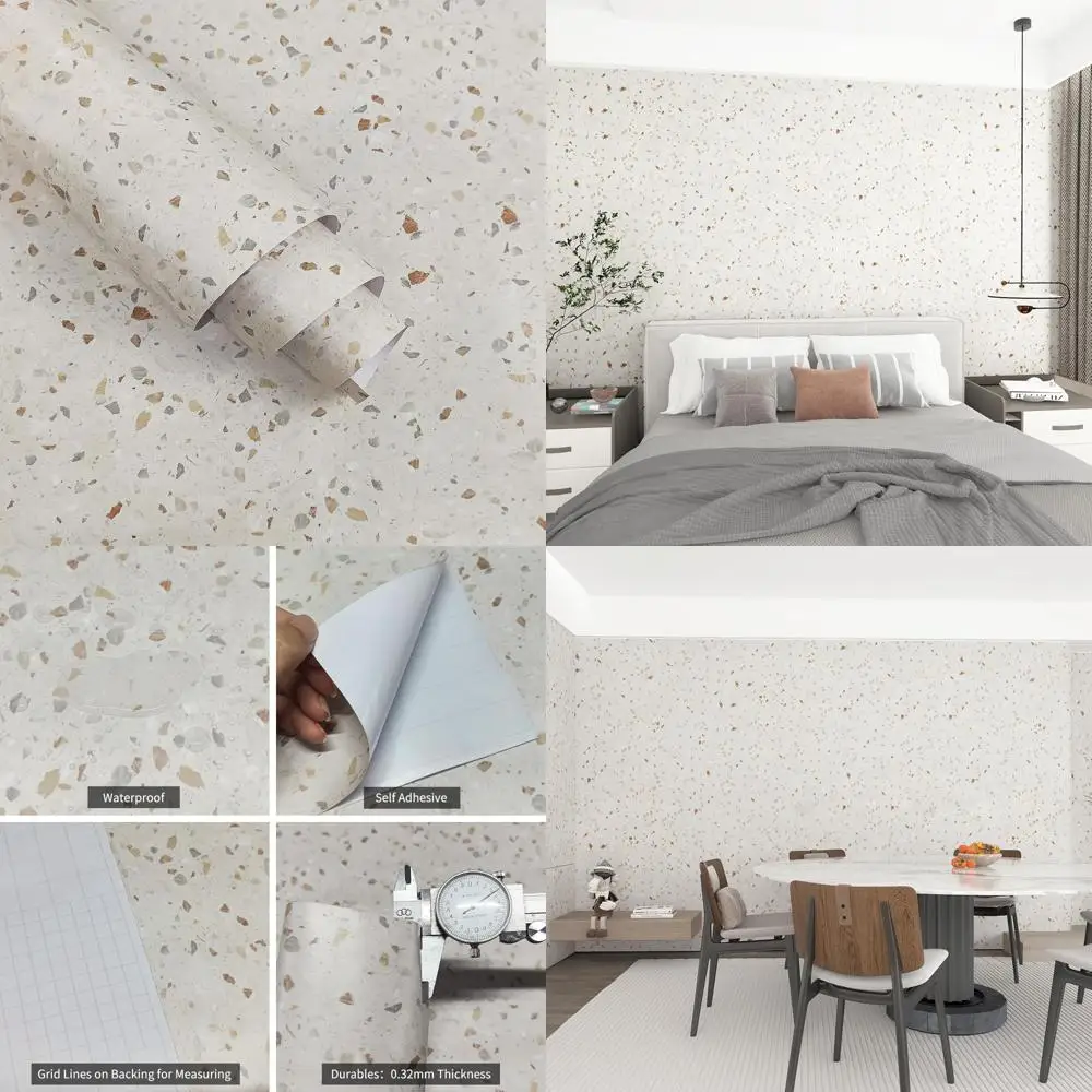 ورق اتصال من الرخام الصناعي مقاوم للماء وقابل للتقشير واللصق باللون الأبيض للخزائن والأدراج، عريض 354 × 24 بوصة، ذاتي اللصق